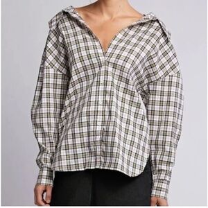 TIBI Kingston Plaid Oversized Button Down Shirt XS